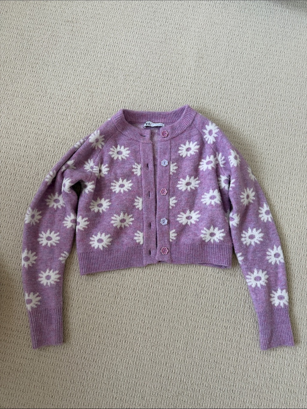 Zara Lavender Daisy Cropped Cardigan